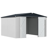 AECOJOY Shed 12' x 10' Storage Shed Large, Sheds & Outdoor Storage Clearance 10x12 Sheds with Lockable Doors, Utility and Tool Storage Shed for Garden, Backyard, Patio, Outside use in White AECOJOY