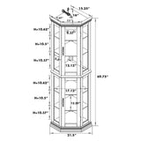 HomJoones Lighted Corner Display Curio Cabinet Wooden Curved Shelving Unit with Tempered Glass Door, Adjustable Tempered Glass Shelves, Bar and Liquor Storage Area, Display Cabinet (Cherry) HomJoones