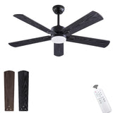 QUTWOB 52" Ceiling Fans with Light and Remote,Farmhouse 5 Blades Quiet Reversible DC Motor Ceiling Fans for Modern Indoor/Outdoor/Patio/Living Room/Bedroom(Black/Walnut) QUTWOB