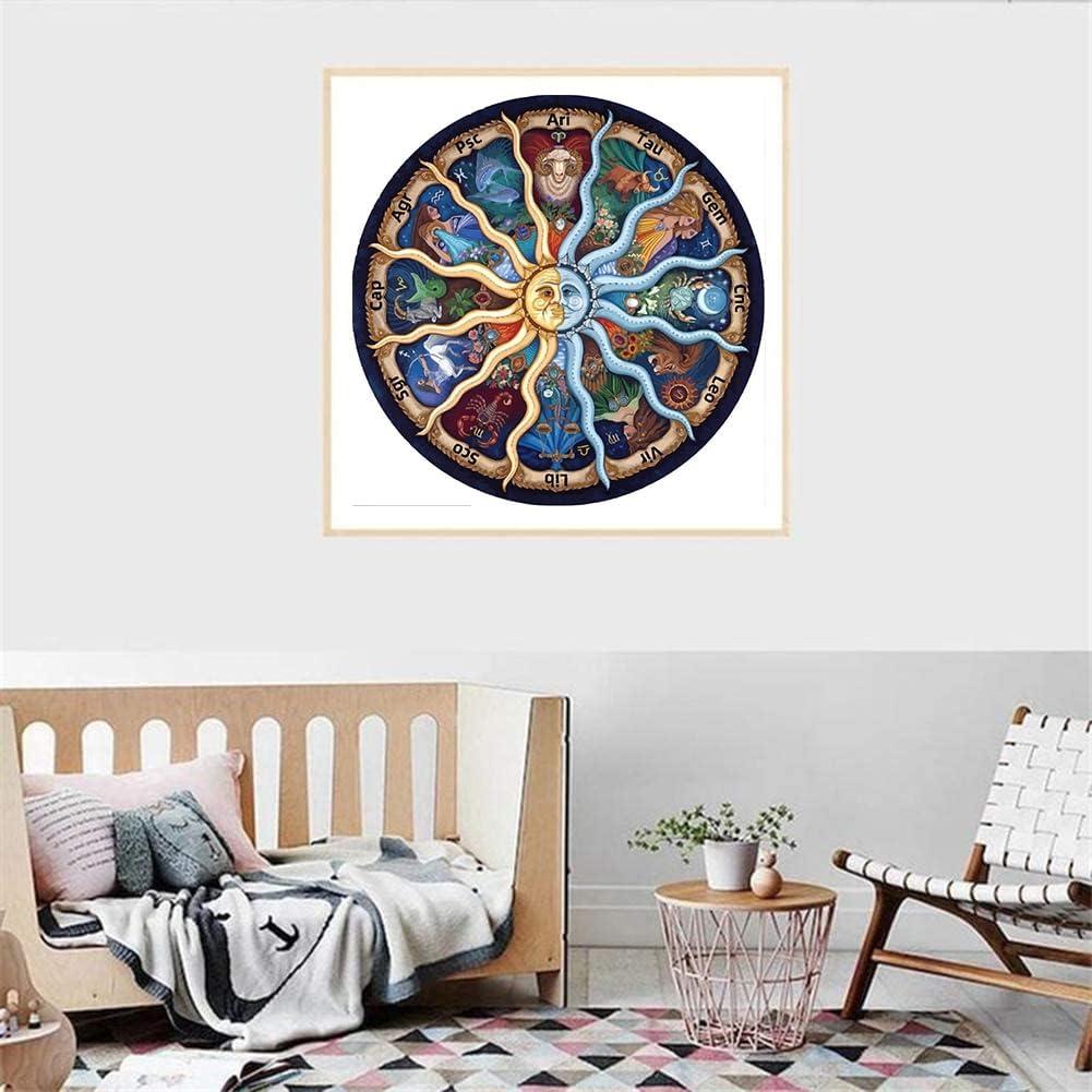 nerwawa 5D Diamond Painting Kits for Adults Full Drill The Twelve Constellations Embroidery Rhinestone Painting(21.65"x21.65"/55x55cm) Ariaden