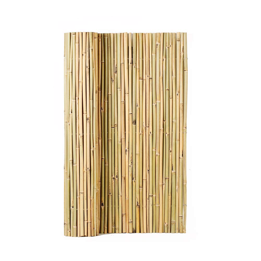 Mininfa Natural Rolled Bamboo Fence, Eco-Friendly Bamboo Fencing, 0.7 in D x 4 feet High x 6 feet Long, Bamboo Screen for Garden, Privacy - WoodArtSupply