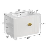 Findepot 30 Inch Floating Vanity Bathroom with Sink, White Bathroom Vanity Cabinet Combo with Ceramics Sink Top, Soft Close Cabinet Door & Open Storage Left Shelf, Modern Wall Mounted Vanity Findepot