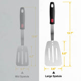 Stainless Steel Flexible Spatula Turner, Thin Slotted Metal Spatula for Cast Iron Skillet, Thin Blade and Heat Resistant Silicone Handle, Great for Egg, Cookie, Meat, Crep, Large Vovoly