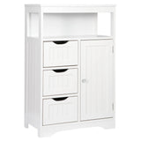 ZENY Modern White Wooden Bathroom Floor Cabinet with Adjustable Shelves and 3 Drawers ZENY