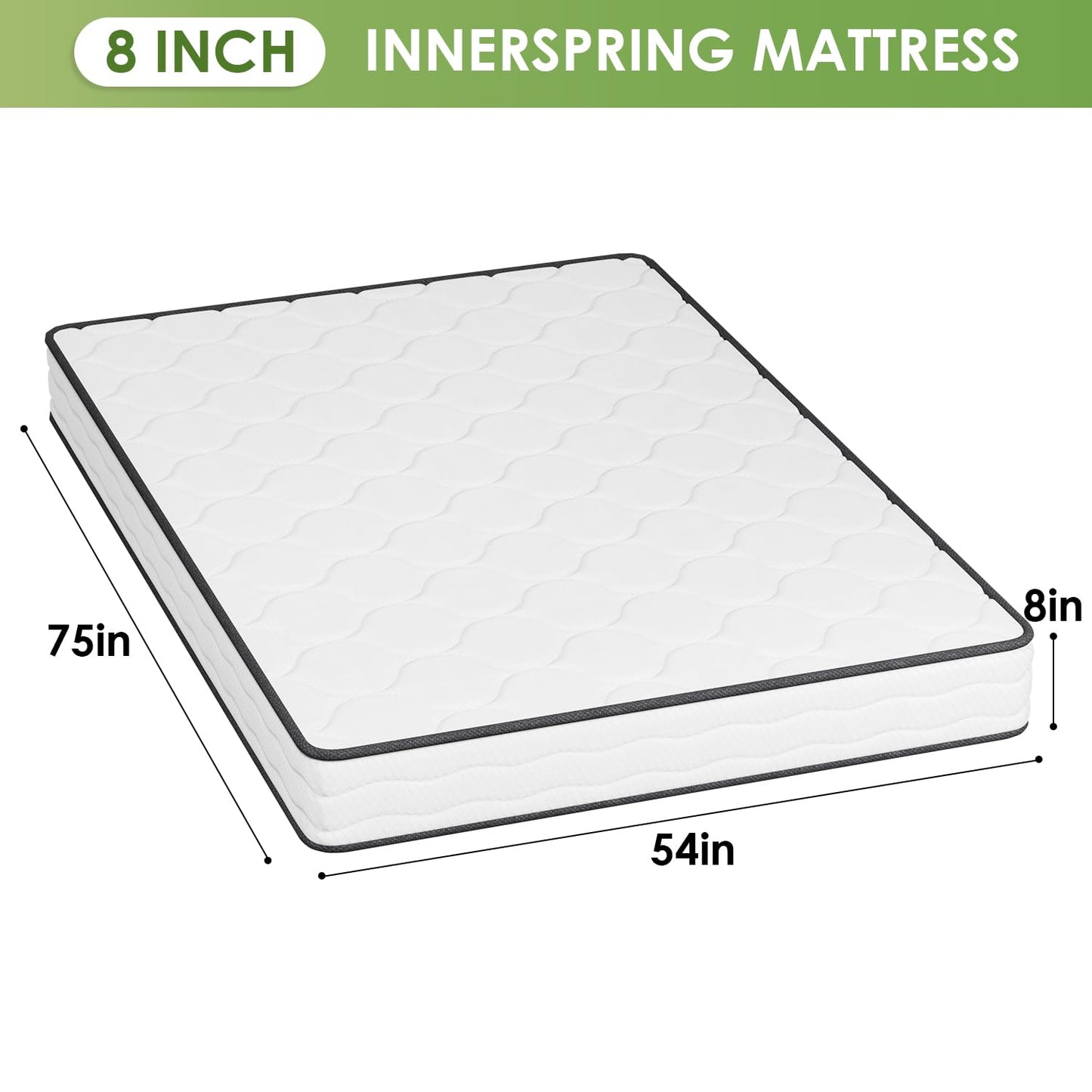 PayLessHere 8 Inch Mattress Medium Firm Spring Mattress Cool Sleep Pressure Relief Full Size Mattress in a Box Fiberglass Free CertiPUR-US Certified Breathable Foams Mattress