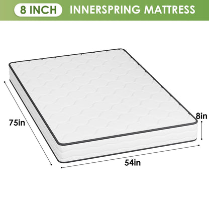 PayLessHere 8 Inch Mattress Medium Firm Spring Mattress Cool Sleep Pressure Relief Full Size Mattress in a Box Fiberglass Free CertiPUR-US Certified Breathable Foams Mattress