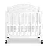 DaVinci Charlie Folding Portable 3-in-1 Convertible Mini Crib and Twin Bed in White, Removable Wheels, Greenguard Gold Certified DaVinci