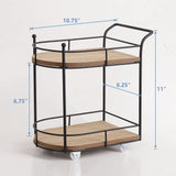 SunArtHome Two-Tier Matte Black Metal Wire/Wood Coffee Bar Cart - Mini Rolling Utility Cart Tiered Tray - for Coffee Bar Table Organizer,Home Kitchen Shelf, Farmhouse Décor SunArtHome