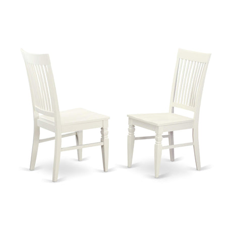 East West Furniture Weston Dining Room Slat Back Wood Seat Chairs, Set of 2, WEC-WHI-W East West Furniture
