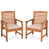 Sophia & William 2 Pieces Acacia Wood Patio Dining Chairs with Cushions, Outdoor Oil Finish Middle Back Wooden Armchairs Set of 2, Natural Wood Chairs for Porch Yard Balcony Deck, Teak Sophia & William