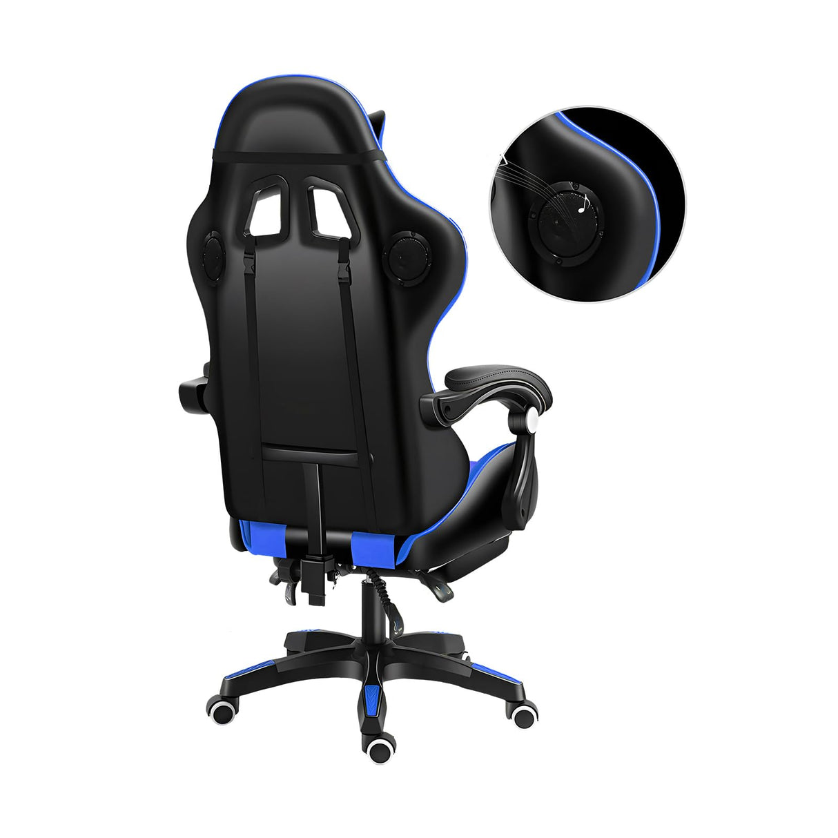 Ergonomic Gaming Chair with Footrest, Speakers Video Game Chairs with Bluetooth Music and LED RGB Lights, Computer Office Desk Chair, Massage Lumbar Support,400lb Capacity (Black Blue) GIFZES