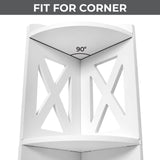 NHZ Corner Shelf Stand, Wood Corner Bookshelf, Corner Bookcase and Plant Stand (White, 4 Tier) NHZ