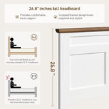 RALGEND Farmhouse Queen Size Bed Frame with 51.2" Tall Headboard & Footboard, Wooden Platform Bed Frame with Large Storage Drawers, No Squeak, No Box Spring Needed, White and Walnut RALGEND