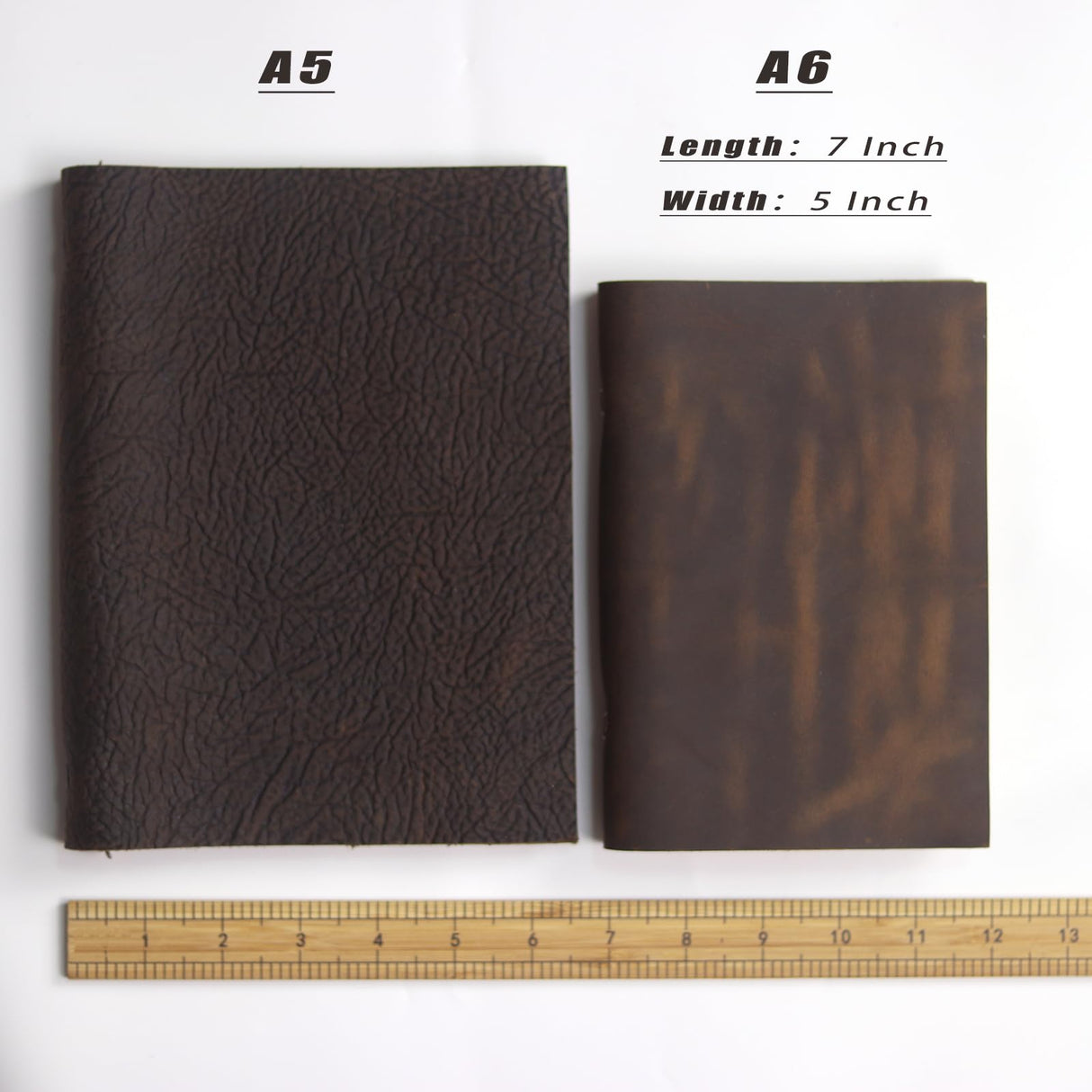 Fishknow Leather Refillable Notebook,Vintage Leather Journal Diary Journal,7 x 5 IN A6 Binder Notebook (Dark Brown) Fishknow
