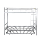 Harper & Bright Designs Full Over Full Metal Bunk Bed with Trundle, Ladder & High Guardrail, Able to Split, Noise Free, Heavy-Duty Steel Loft Bed Frame with Safety Rail for Bedroom, Dorm (Silver) Harper & Bright Designs