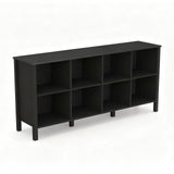 NewBeth 8-Cube Bookcase, Farmhouse Wooden Bookshelf Low Storage Organizer, 59" Horizontal Black Console with Legs, Hallway Book Case for Entryway, Display Cabinet for Living Room (Black, 8-Cube) NewBeth
