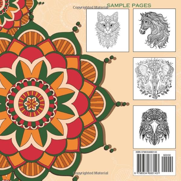 Animals & Mandalas Coloring Book: A Therapeutic Journey of Calm and Joy in Every Colorful Page Majosta
