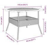 vidaXL Garden Table Grey PE Rattan, Solid Acacia Wood, Powder-Coated Steel vidaXL