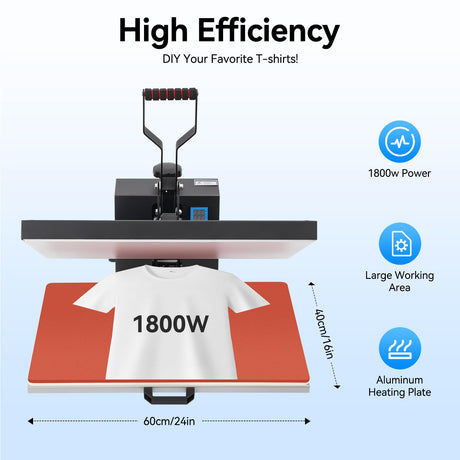 Heat Press 16x24 Inch, 1800W High Pressure Clamshell Heat Press Machine with Intelligent Temperature Control System and LCD Display, Digital Control Heat Transfer Sublimation Machine njxbrek