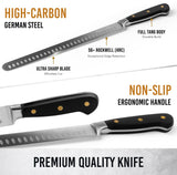 SliceX Brisket Slicing Knife – 12" BBQ Knife, Brisket Knife, Grilling Gifts For Men – Razor Sharp German Steel, Full Tang, Ergonomic Handle Bright Hobby