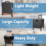 FELICON SELORSS Foldable Utility Cart Folding Portable Rolling Crate Handcart with Heavy Duty Telescoping Handle Collapsible 4 Rotate Wheels for Travel Shopping Move Luggage Office Use(Black+Black) FELICON