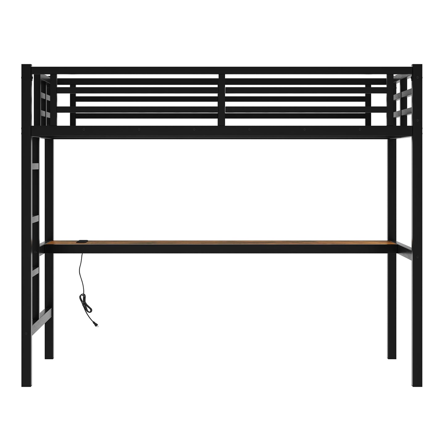 Bellemave Loft Bed Twin XL Size with Desk, LED Lights,Charging Station, Twin XL Metal Loft Bed Frame, Twin XL loft Bed for Adults, Kids, Teens, Twin XL, Black