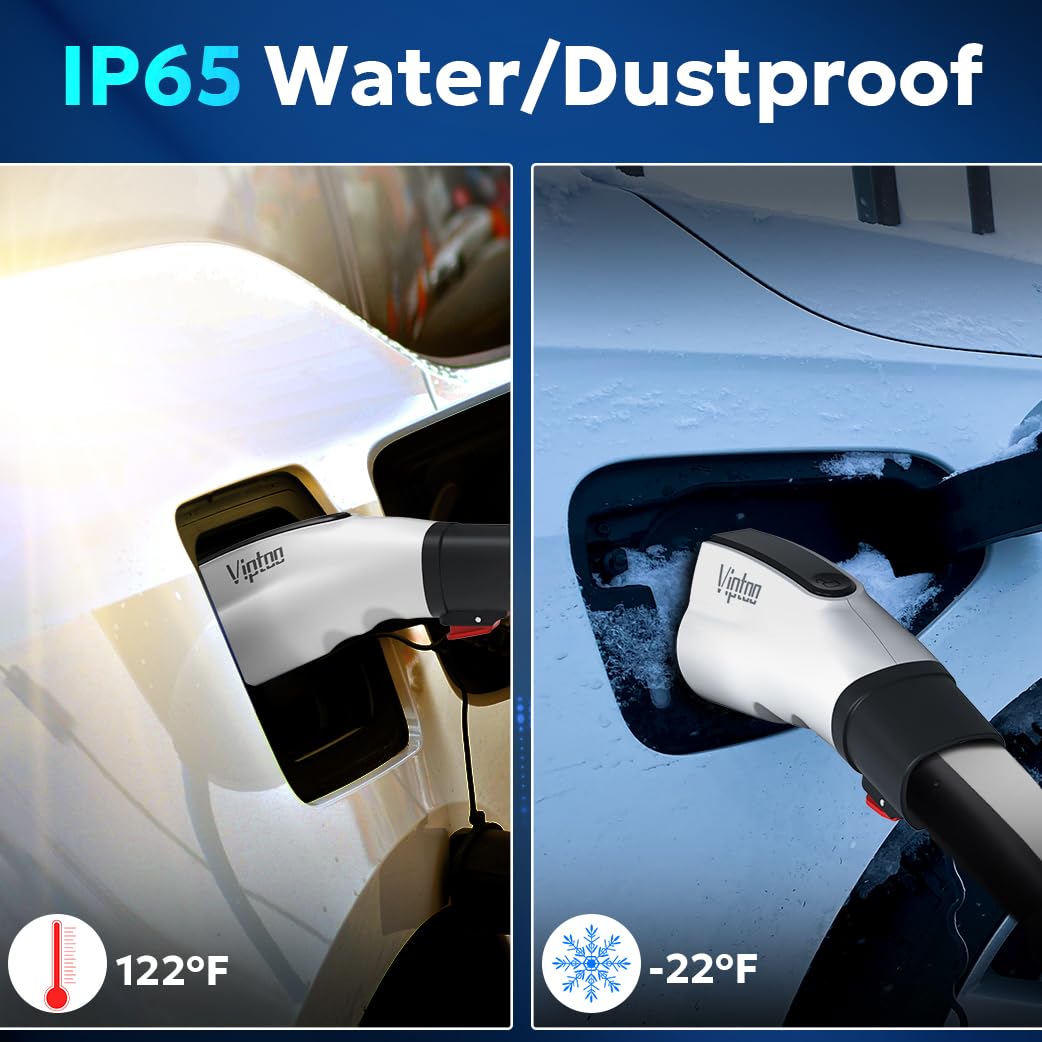 VIPTOO Adapter for Tesla to J1772 EV Charger [Only to J1772], Converter Up to 60Amp 250V AC with Press-Safety-Lock, Compatible with Tesla High-Powered Connectors, Destination/Mobile Chargers,White VIPTOO