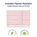 GAP babyGap Legacy 6 Drawer Dresser with Interlocking Drawers - Greenguard Gold Certified, Blush Pink/Dark Pink Delta Children