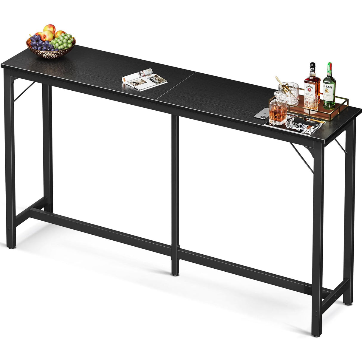 ODK 71 Inch Versatile Black Bar Table – Stylish Industrial High Top Dining and Pub Table ODK