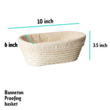 (10 x 6 x 3.5 inch) Oval Bread Banneton Proofing Basket & Liner SUGUS HOUSE Brotform Dough Rising Rattan Handmade rattan bowl - Perfect For Artisan SUGUS HOUSE