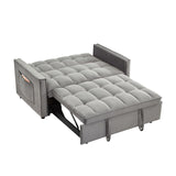 Gexpusm Pull Out Futon Sofa Bed, 55.3'' Convertible Loveseat Sleeper, 3-in-1, Velvet, Grey Gexpusm
