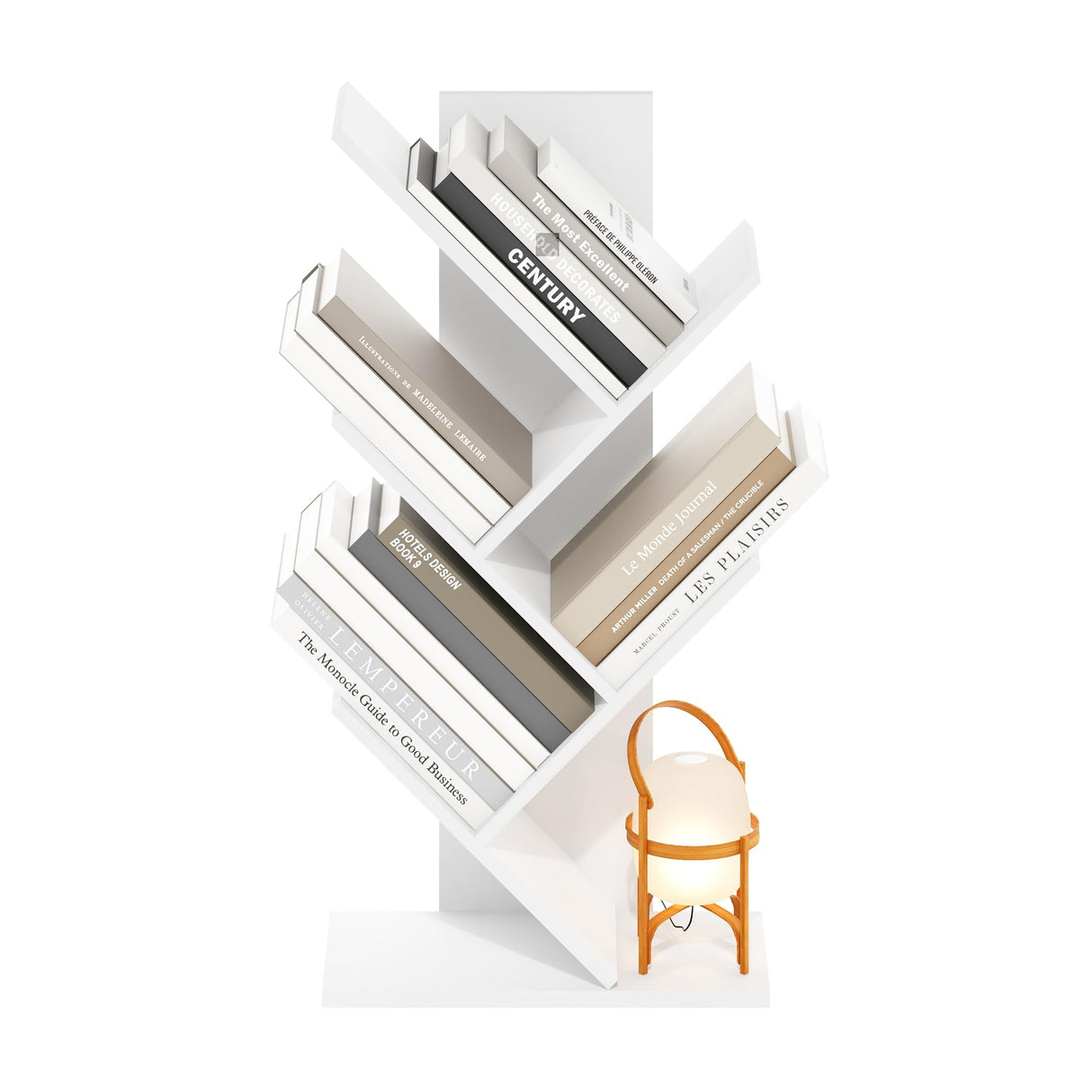 Furinno Tree Bookshelf 5-Tier Floor Standing Tree Bookcase, White Furinno