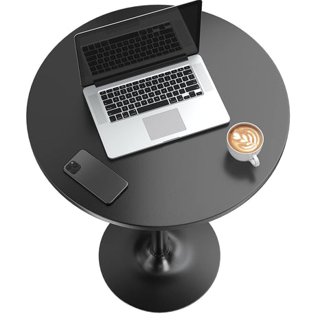 Furmax Bistro Pub Table Round Bar Height Cocktail Table Metal Base MDF Top Obsidian 23.8-Inch Top, 39.5-Inch Height (Black, 4-Pack) Furmax