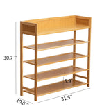 Suwoic Bamboo Shoe Rack Organizer, 5 Tier Shoe Shelf Storage Organizer, for Entryway, Hallway, and Closet (Nature) Suwoic