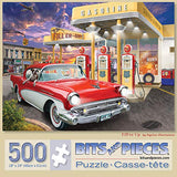 Bits and Pieces – 500 Piece Jigsaw Puzzle for Adults – Fill'er Up - Old Fashioned Gas Station Car Jigsaw Puzzle by Artist Bigelow Illustrations, Completed Puzzle Size: 18" x 24" Bits and Pieces