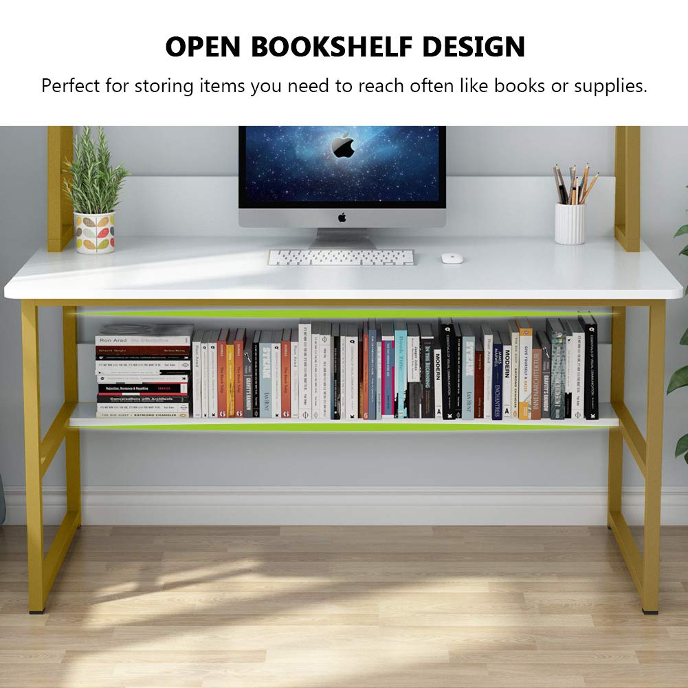 Tribesigns Computer Desk with Hutch, 47 inches Home Office Desk with Space Saving Design with Bookshelf for Small Spaces Tribesigns