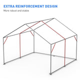 WTRAVEL 10x10 ft Outdoor Storage Shelter with Zipper Door, Portable Garages Shelters, Waterproof and UV Resistant Carport Shed for Bicycle, Motorcycle ATV, Lawn Mowers (10x10 FT) WTRAVEL