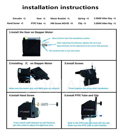 3Dman Dual Drive Bowden Extruder Universal Geared Extruders for Ender 3 V2, Ender 3 Pro, Ender 3 Series, CR10 Series, Mega S, Tevo Tornado, Wanhao D9, Anet A8 E10, Prusa I3 and DIY 3D Printer - WoodArtSupply