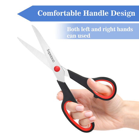 Scissors Set of 6-Pack, 8" Scissors All Purpose Comfort-Grip Handles Sharp Scissors for Office Home School Craft Sewing Fabric Supplies, High/Middle School Student Teacher Scissor, Right/Left Hand Sopeiouo