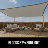 GORILLA GRIP Heavy Duty Sun Shade, UV Protection Fade Tear and Rust Resistant Rectangle Sunshade Canopy, Curved Edges Blocks Sunlight, Breathable Sail, Outdoor Patio, Lawn Garden, 8x10 FT Gray Gorilla Grip