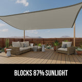 GORILLA GRIP Heavy Duty Sun Shade, UV Protection Fade Tear and Rust Resistant Rectangle Sunshade Canopy, Curved Edges Blocks Sunlight, Breathable Sail, Outdoor Patio, Lawn Garden 12x16 FT Gray Gorilla Grip