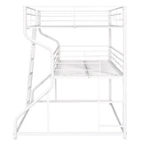 Metal Triple Bunk Beds, Full XL over Twin XL over Queen Bunk Beds for 3, Modern Style Heavy-Duty Steel Frame Bunk Bed with Safety Rail, Built-in Ladder for Bedroom, Dorm, Kids, Teens, Adults (White) Harper & Bright Designs