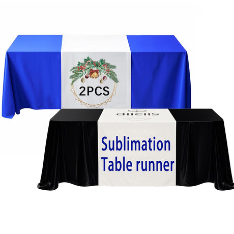 2 PCS Sublimation table banner 72" x 24" White 100% polyester table runner Sublimation Blanks personalized table runner with logo,Table Decor, Party Decor, Vendor Booth, Blank Banner (2 PCS) ARKBAODAN
