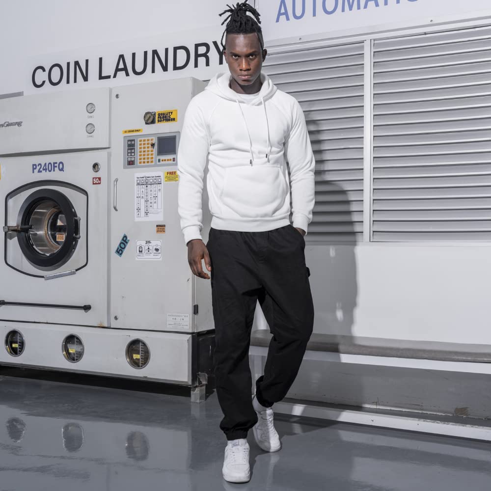 TOLOER Men's Hoodies Pullover Slim Fit Solid Color Sports Outwear Sweatshirts White Large TOLOER