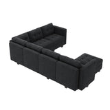 HONBAY Modular Sectional Sofa Oversized U Shaped Couch with Storage Seat Velvet 7-Seat Modular Sofa with Reversible Chaises,Velvet Black HONBAY