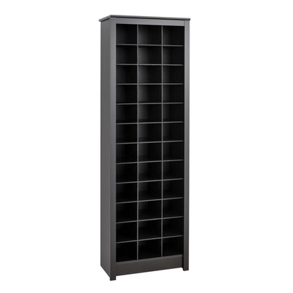 Prepac Elegant Black Shoe Storage Cabinet, Space-Saving Solution with Cubbies for 36 Pairs, 13"D x 23.5" W x 72.5" H - WoodArtSupply