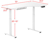 SHW 55-Inch L-Shaped Electric Height Adjustable L-Shaped Standing Desk with Right Facing Corner, White SHW