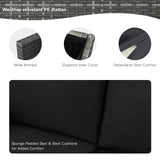 Tangkula 9 Pieces Patio Rattan Furniture Set, Patiojoy Sectional Sofa Set w/Storage Box, Coffee Table, Outdoor Wicker Conversation Set w/ 42” ETL Approved Propane Fire Pit Table (Black) Tangkula