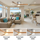 IBalody 36in Quiet Ceiling Fan with Light Remote ETL Listed White Ceiling Fan Light 6 Gear Wind Speed, Solid Wood Blades Modern Indoor Ceiling Fan for Bedroom Living Room Dining Room IBalody