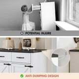 Maupvit 42.5" Sideboard Buffet Cabinet with Storage,Farmhouse Coffee Bar Cabinet with 3 Drawers & 3 Barn Doors, Wood Cupboard Buffet Table Storage Cabinet for Kitchen, Dining Room, Living Room, White Maupvit